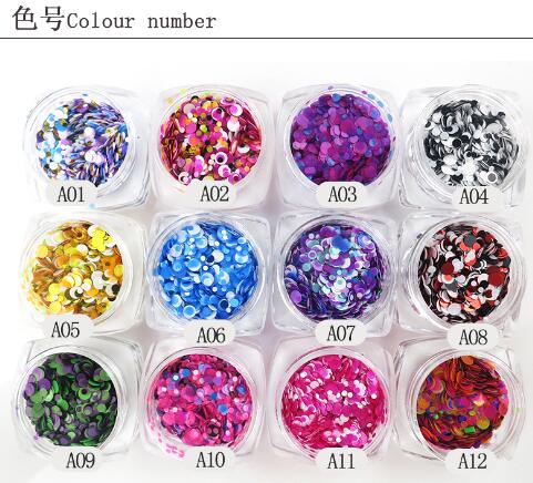 12 color round sequins 1MM2MM3MM