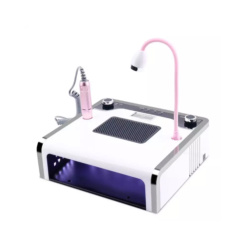 BIN 4 In 1 Strong 65W 3 Manicure Table Nail Drill Dust Collector With Desk Lamp
