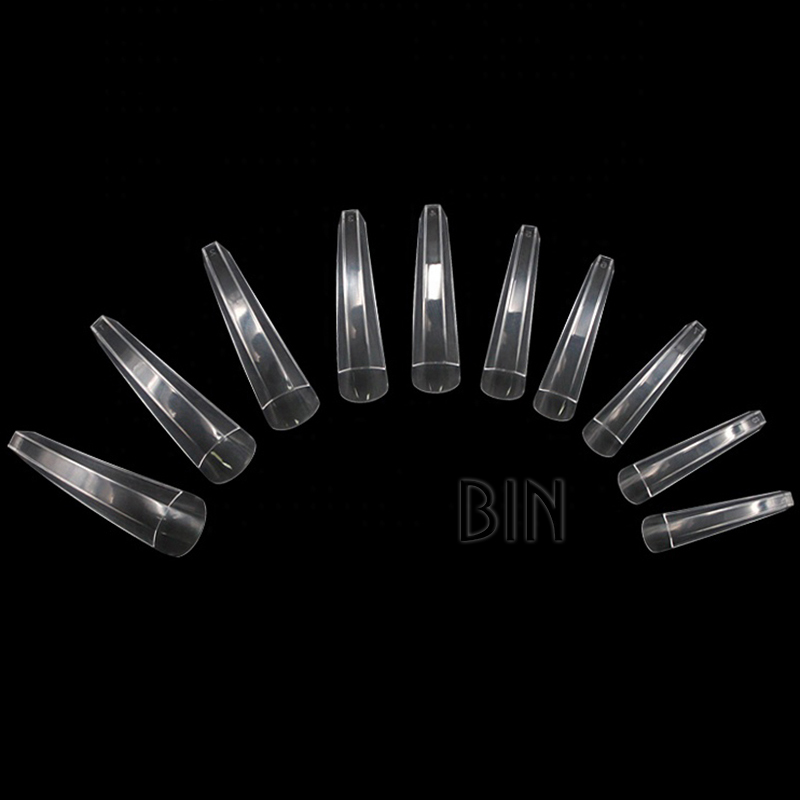 BY-NT-48  Thin 500PCS False Nails Extra Long Curved Clear Artificial Nail Tips For Nail Salon