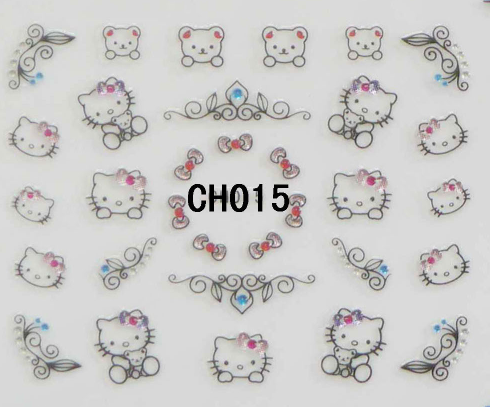 CH001-24 3 D cat nail sticker