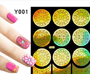 Y001-050 gold stencil nail sticker